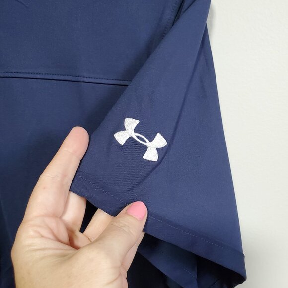 NWOT UNDER ARMOUR Performance Golf Polo Shirt Collarless SS Navy Blue Women's XL - Picture 5 of 11